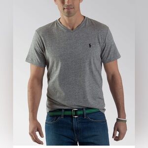 Polo by Ralph Lauren vneck tshirt gray heather men’s Medium 100 cotton